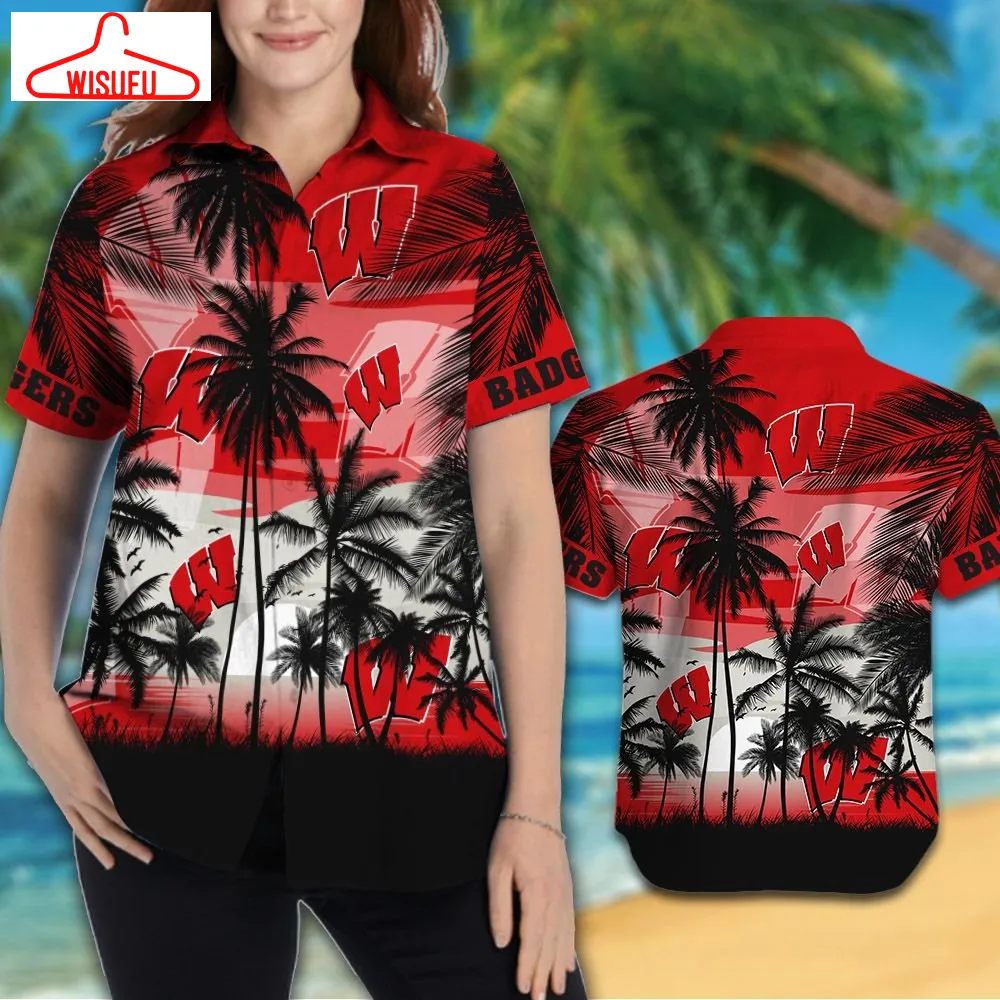 Wisconsin Badgers Tropical Hawaiian Shirt Â Limited Edition, New Hawaiian Holiday Outfits, New Fashion Gifts Vtbl13621