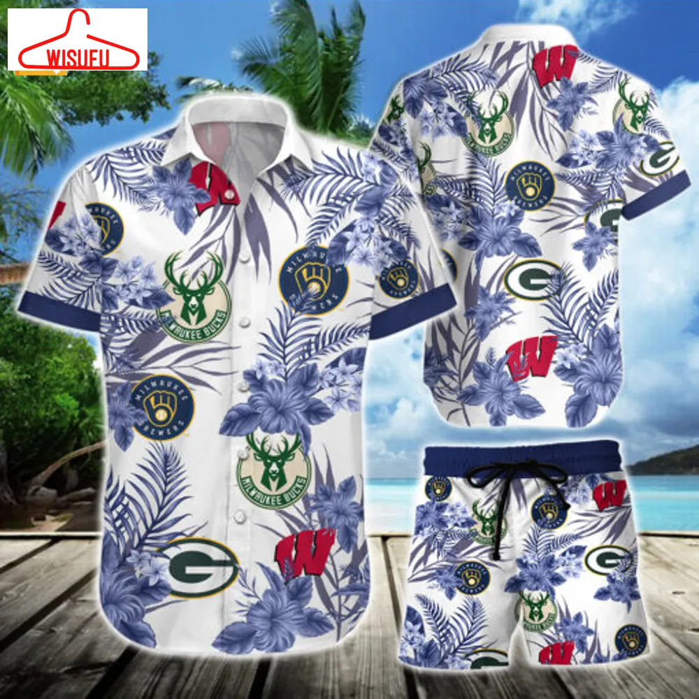 Wisconsin Sports Team Blue Hawaiian Shirt, New Fashion Gifts