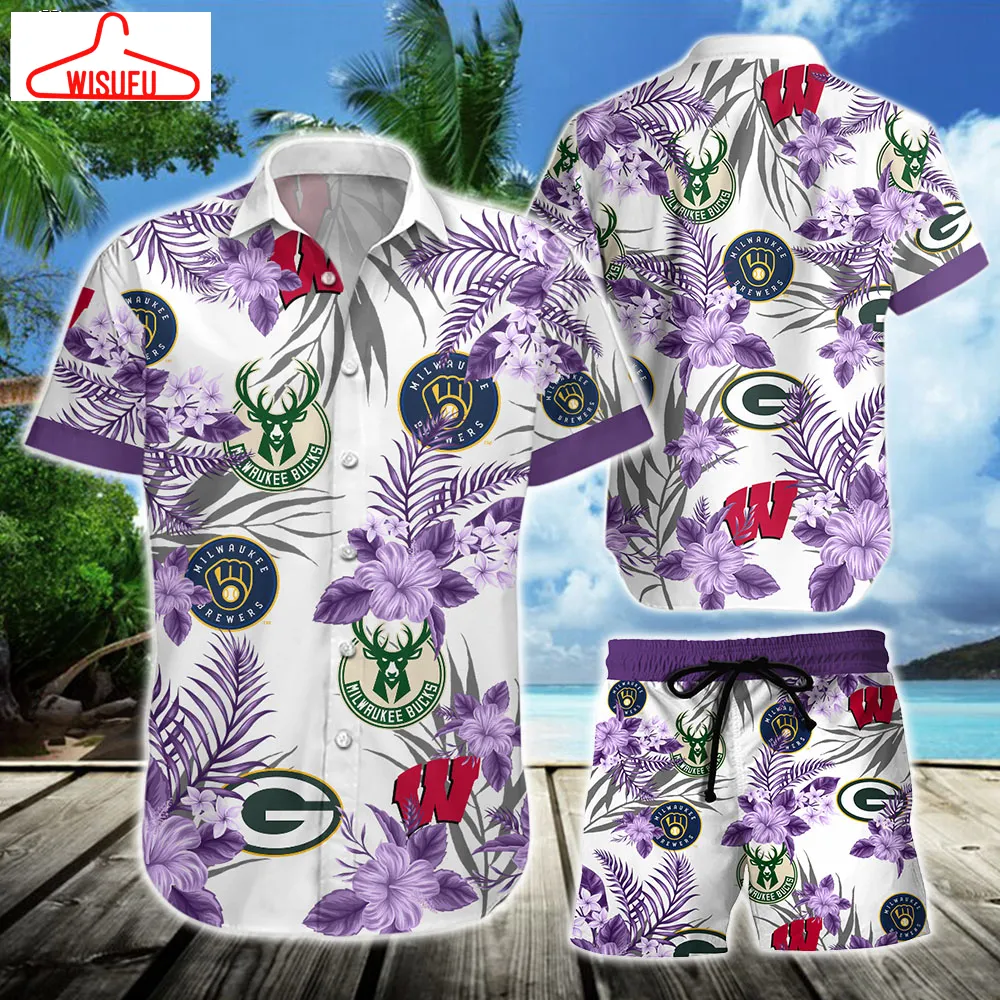 Wisconsin Sports Team Purple Hawaiian Shirt, New Fashion Gifts