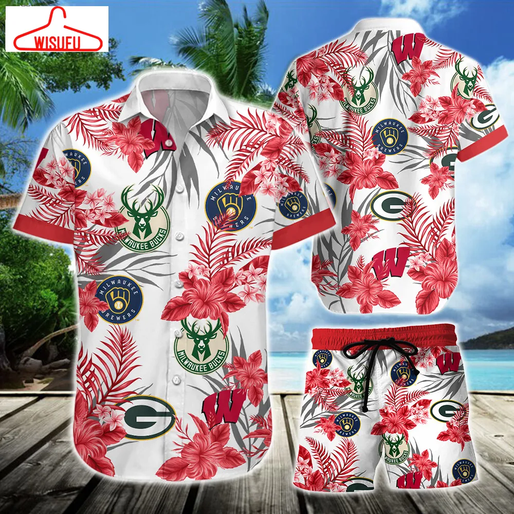 Wisconsin Sports Team Red Hawaiian Shirt, New Fashion Gifts