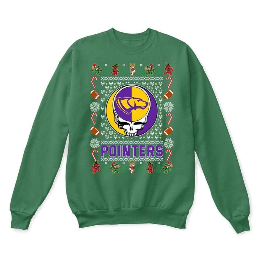 Wisconsin-Stevens Point Pointers x Grateful Dead Christmas Ugly Sweatshirt-Green