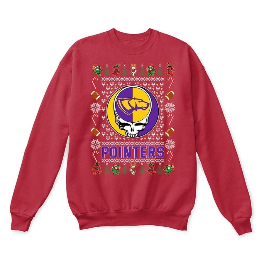 Wisconsin-Stevens Point Pointers x Grateful Dead Christmas Ugly Sweatshirt-Red