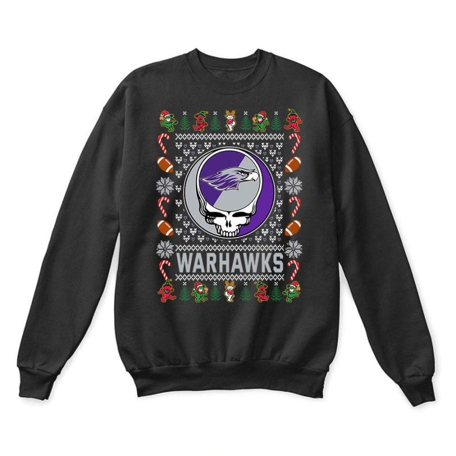 Wisconsin-Whitewater Warhawks x Grateful Dead Christmas Ugly Sweatshirt-Black