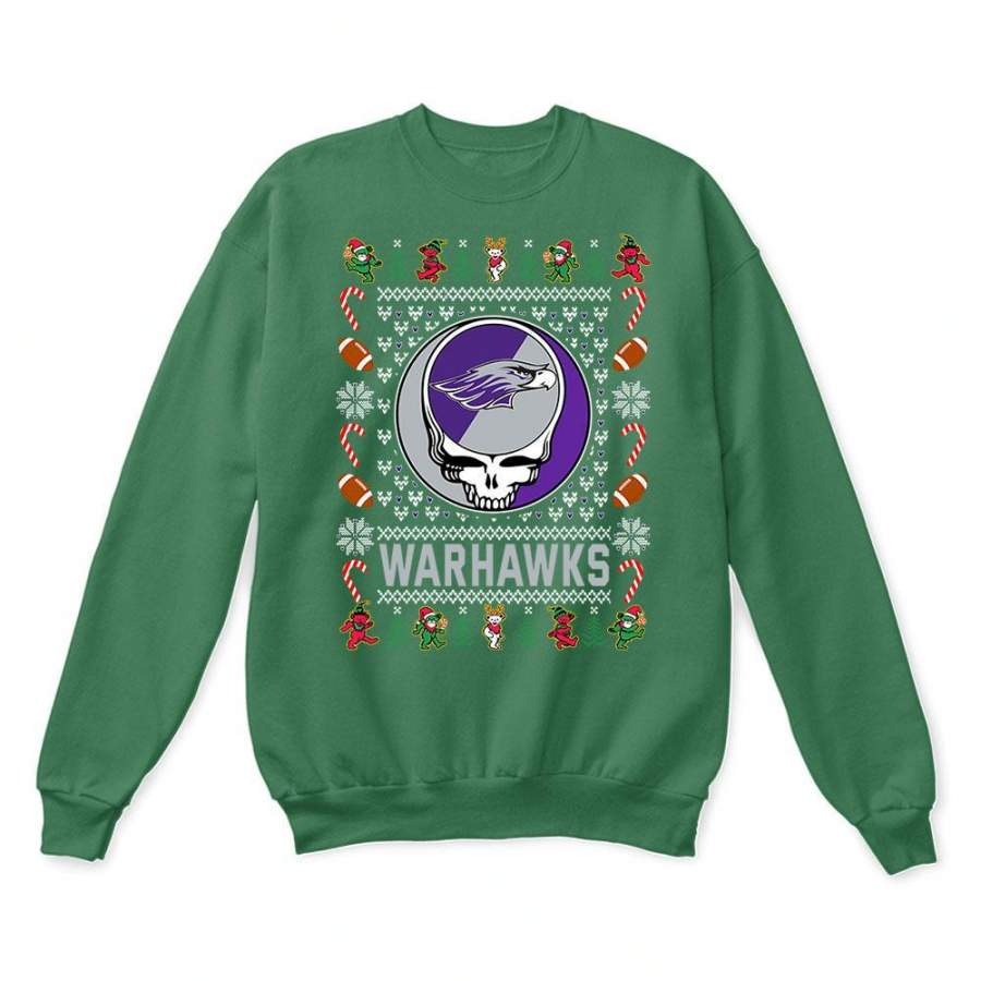 Wisconsin-Whitewater Warhawks x Grateful Dead Christmas Ugly Sweatshirt-Green