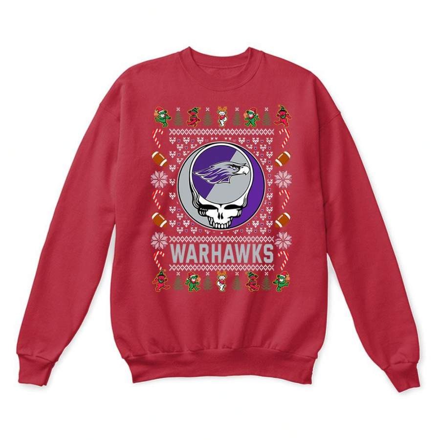 Wisconsin-Whitewater Warhawks x Grateful Dead Christmas Ugly Sweatshirt-Red