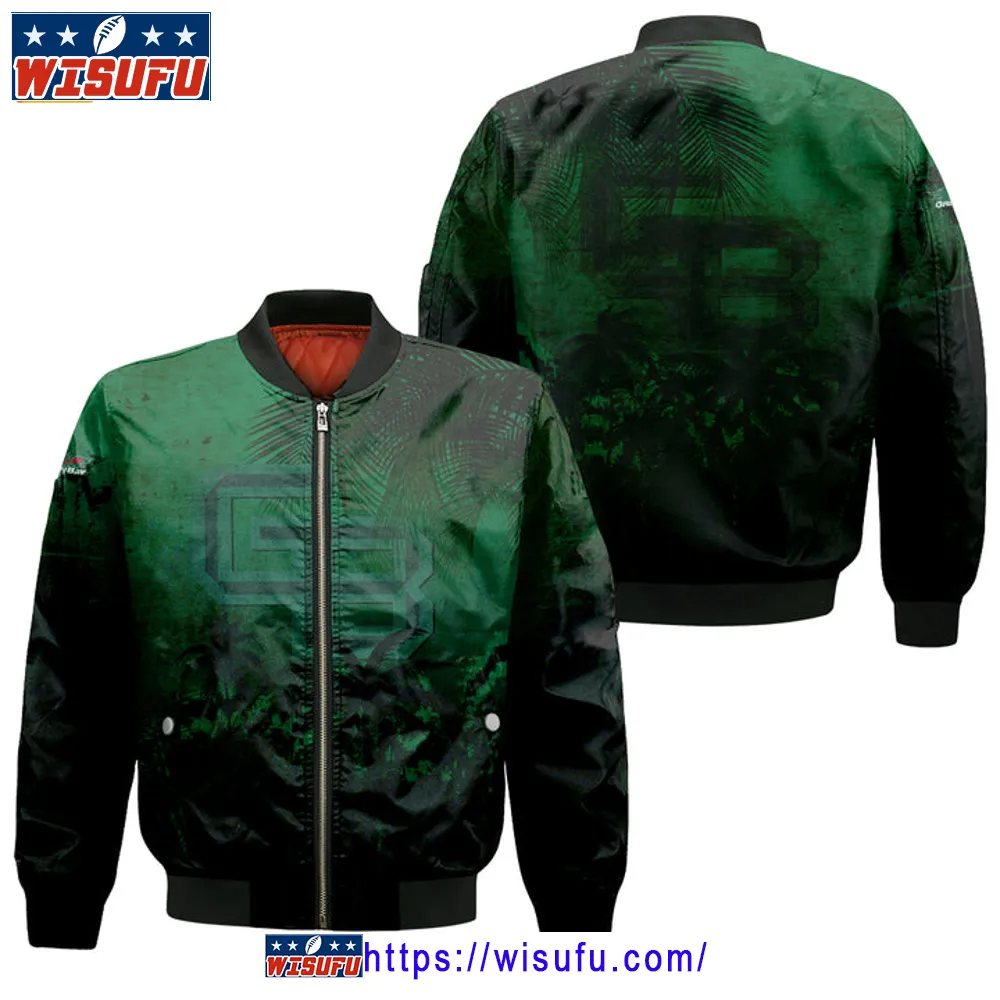 Wisconsin.green Bay Phoenix Coconut Tree Tropical Grunge Bomber Jacket