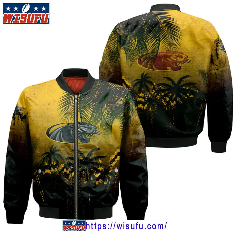 Wisconsin.milwaukee Panthers Coconut Tree Tropical Grunge Bomber Jacket