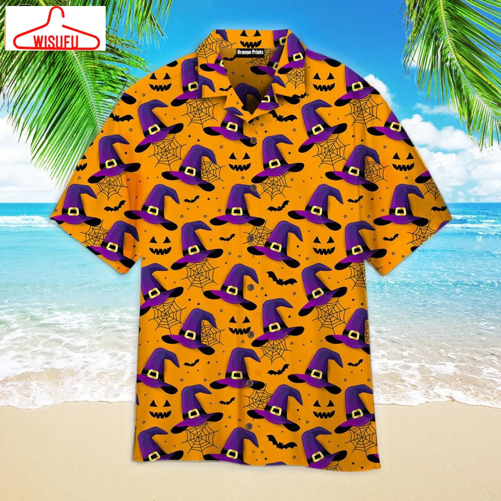 Witch Hat Spider Halloween Pattern Hawaiian Shirt, New Fashion Gifts