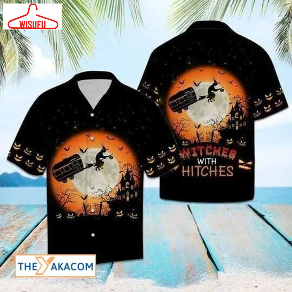 Witches With Hitches Halloween Hawaiian Shirt, New Fashion Gifts