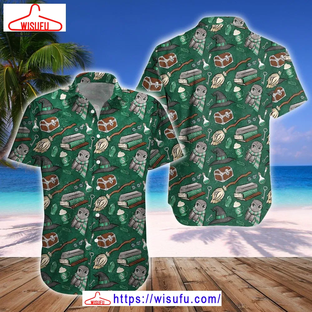 Wizard Fabric Green Hawaiian Shirt, New Fashion Gifts