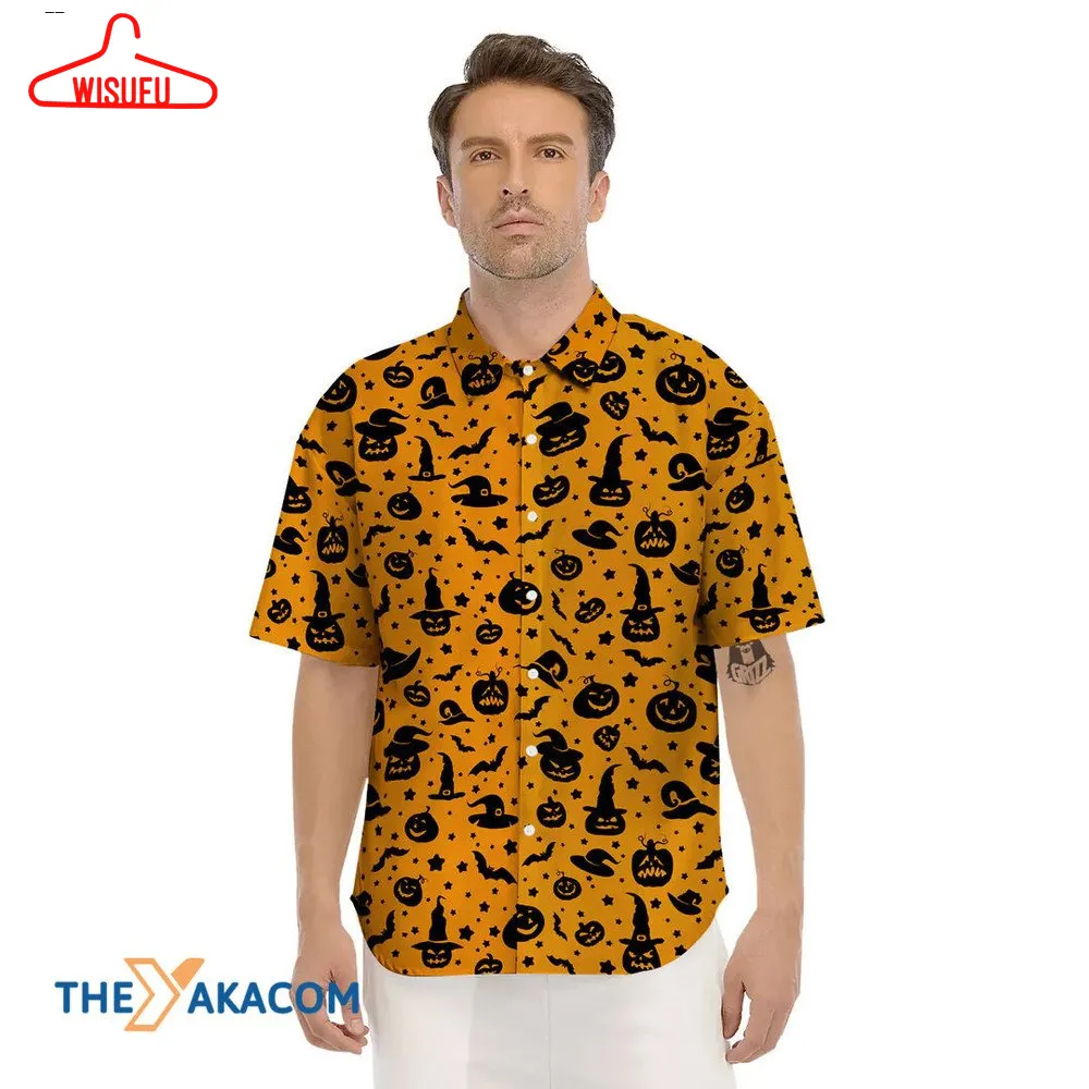 Wizard Halloween Pumpkin Print Pattern Hawaiian Shirt, New Fashion Gifts