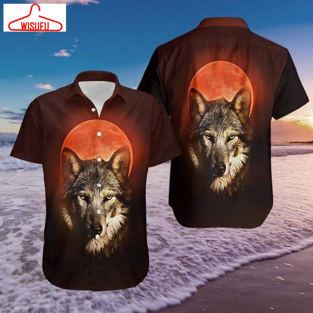 Wolf And Red Moon Hawaiian Shirt - For Men & Women - New Winter Fashion Shirt Gift For Family, New Fashion Gifts Vtbl52060