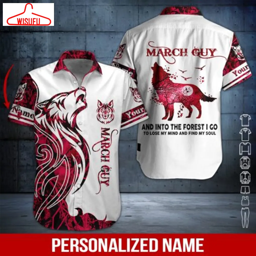 Wolf March Guy Custom Name Hawaiian Shirt - For Men & Women - Adult - Hn3056, New Hawaiian Holiday Outfits, New Fashion Gifts