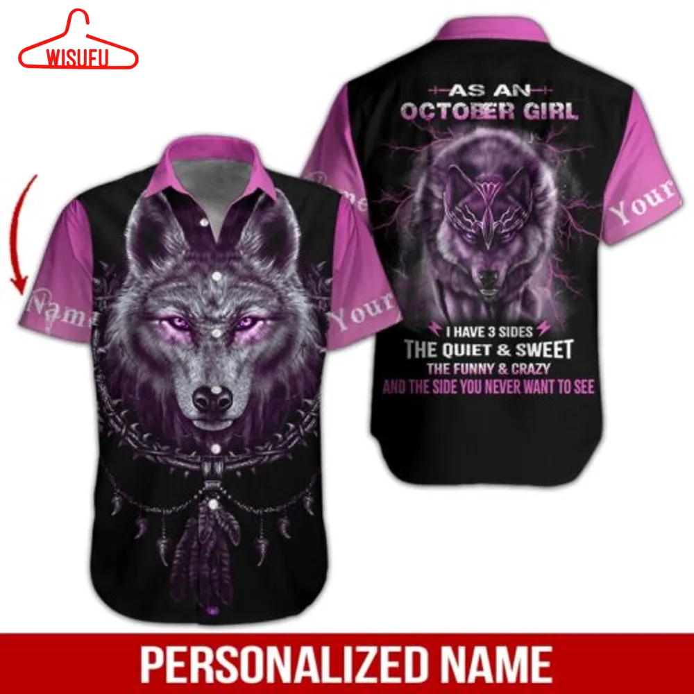 Wolf October Girl Custom Hawaiian Shirt - For Men & Women - New Winter Fashion Shirt Gift For Family, New Fashion Gifts