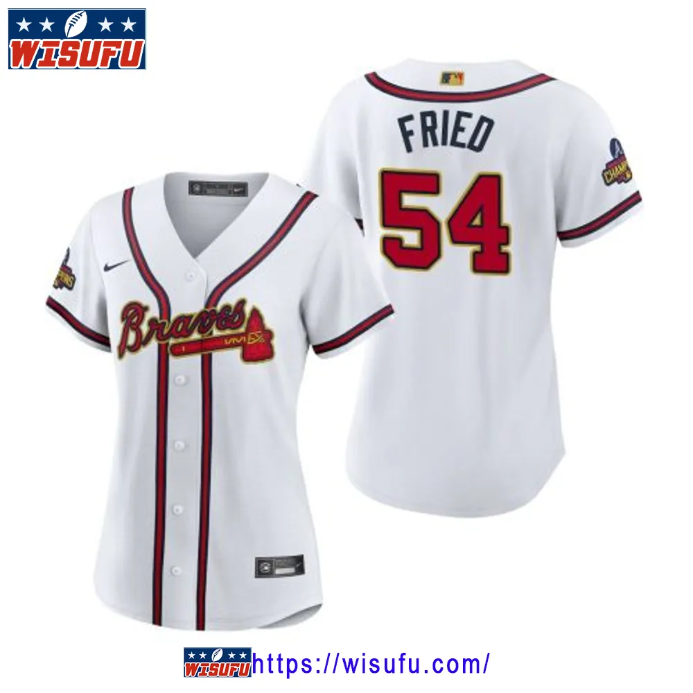 Women's Max Fried 54 Atlanta Braves White 2024-23 Gold Program Jersey