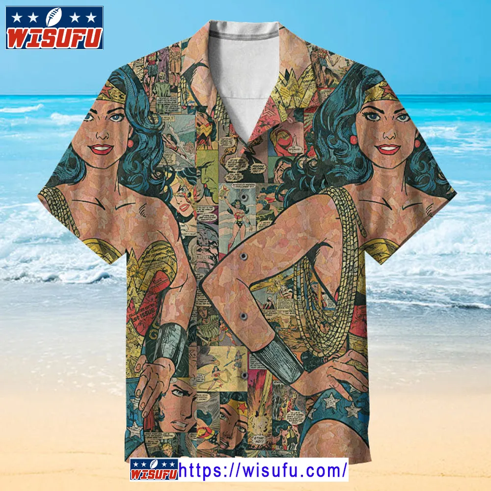 Wonder Woman Comic Collage -universal Hawaiian Shirt