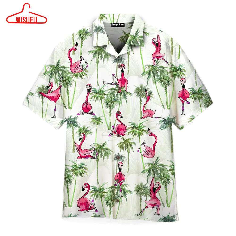 Workout Flamingos Bird Yoga Hawaiian Shirt