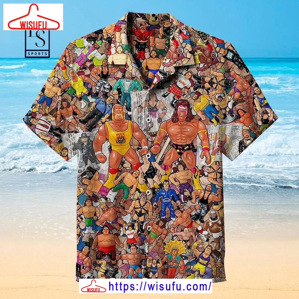 Wrestling Character Collage Art Hawaiian Shirt, New Fashion Gifts