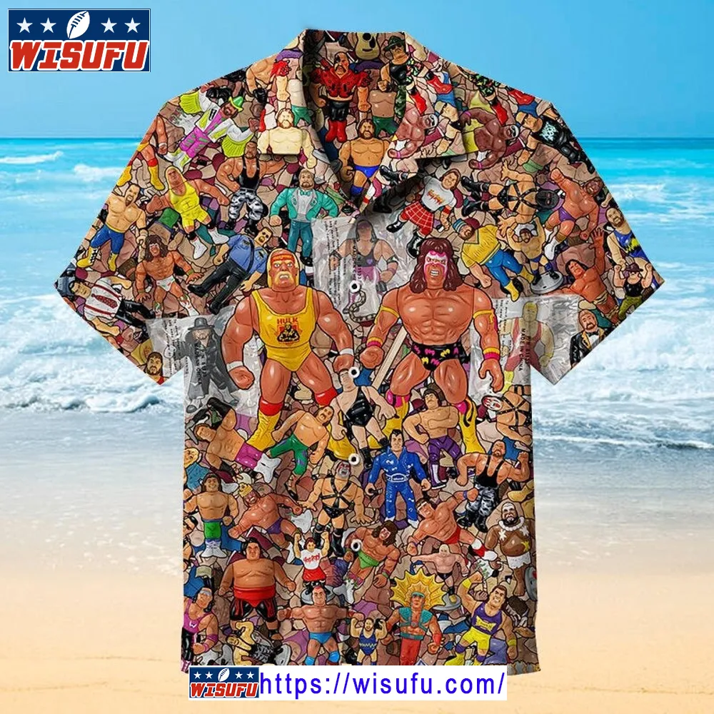 Wrestling Character Collage Art Hawaiian Shirt