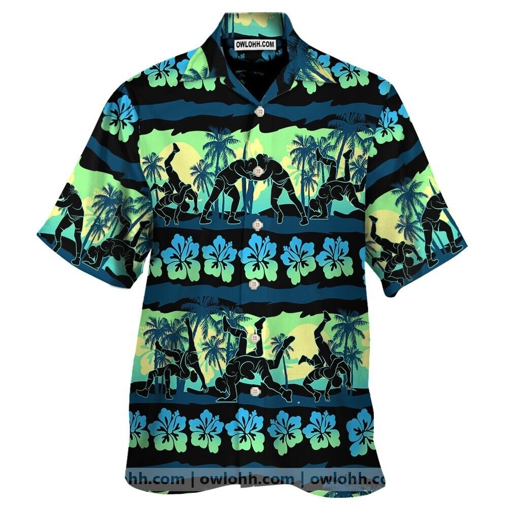 Wrestling Tropical Coconut Tree 3D Hawaiian Shirt, Gift For Men,S-5XL US Size