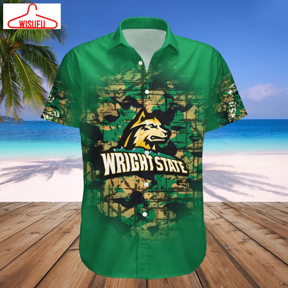 Wright State Raiders Camouflage Vintage Hawaiian Shirt, New Fashion Gifts