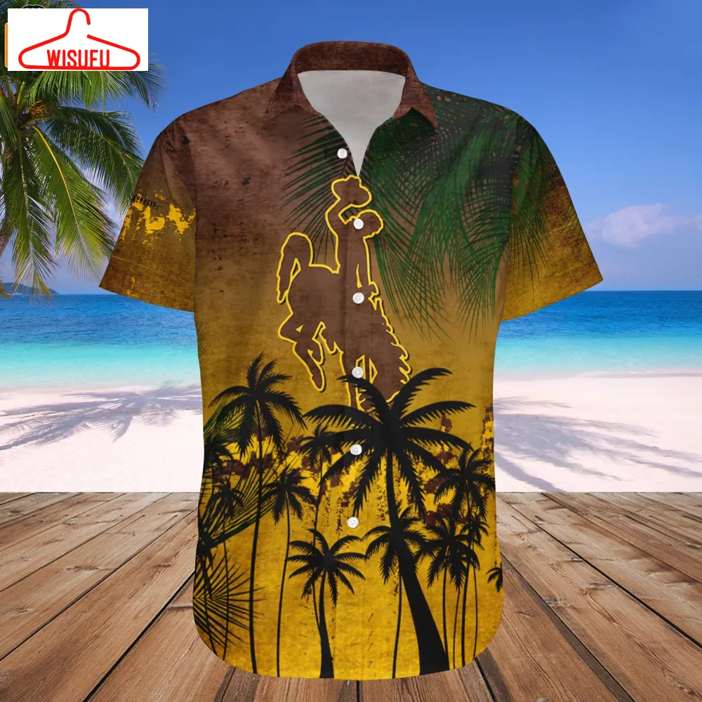 Wyoming Cowboys Coconut Tree Tropical Grunge Hawaiian Shirt, New Fashion Gifts