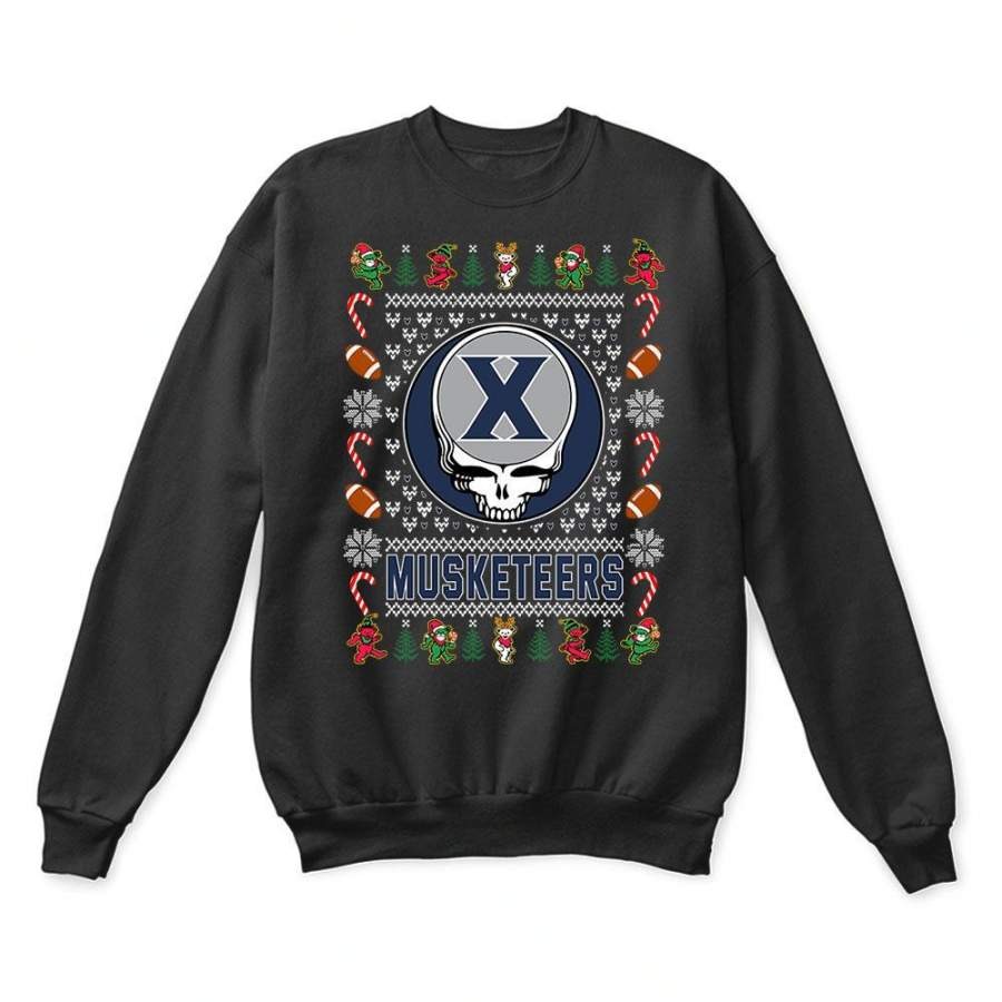 Xavier Musketeers x Grateful Dead Christmas Ugly Sweatshirt-Black