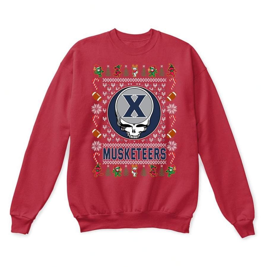 Xavier Musketeers x Grateful Dead Christmas Ugly Sweatshirt-Red