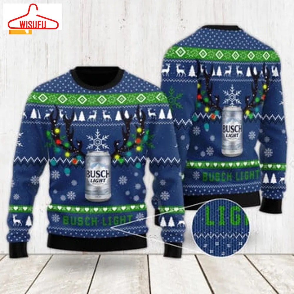 Xmas Deer Busch Light Ugly Christmas Sweater