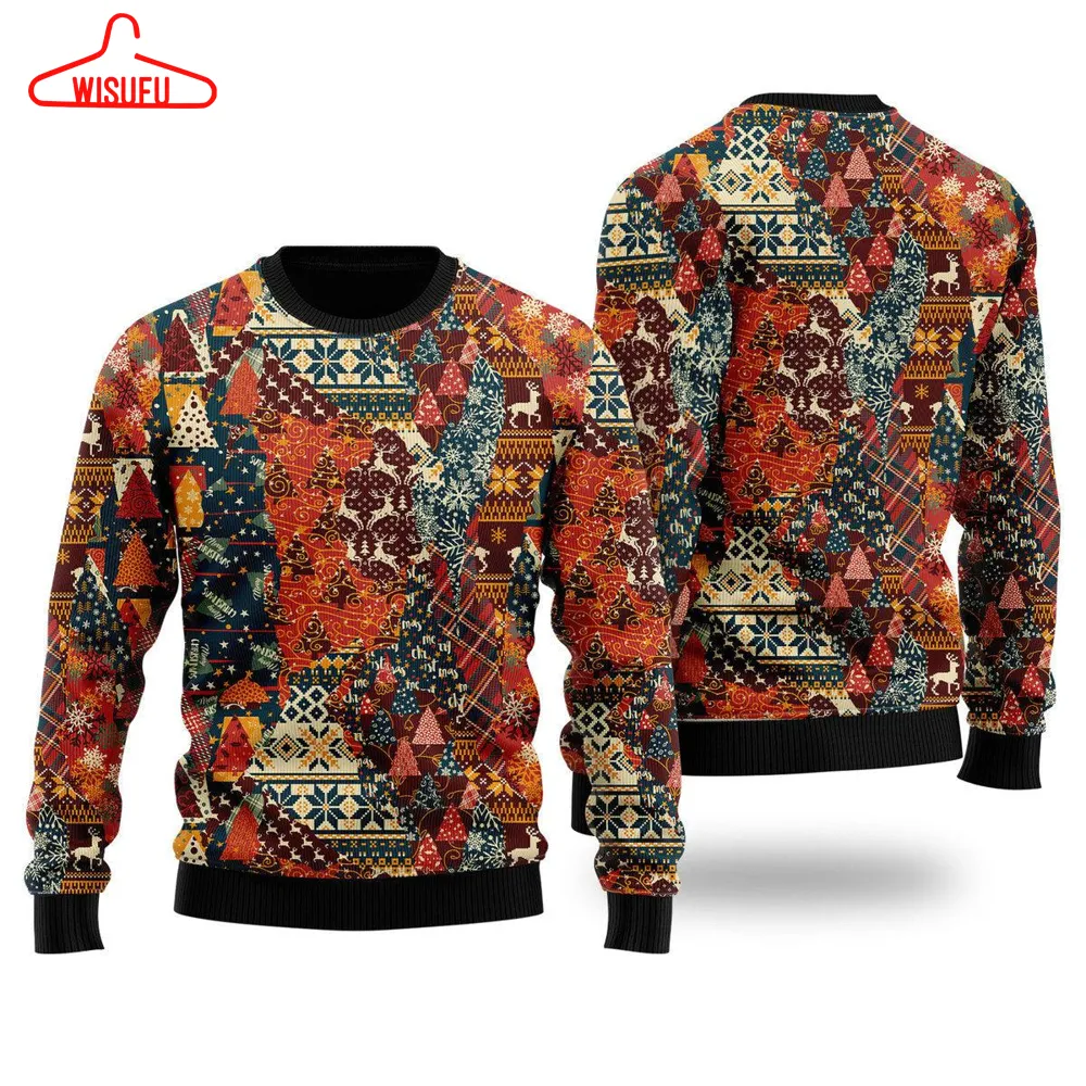 Xmas Fancy Pathwork Ugly Christmas Sweater - For Men & Women - New Winter Fashion Shirt Gift For Family