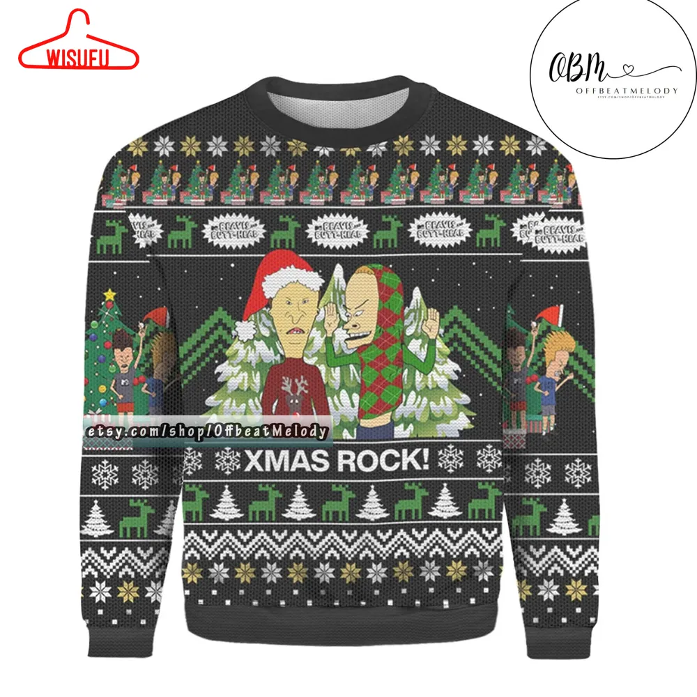 Xmas Rock Merry Christmas Ugly Sweater All Over Print, Animated Series 3d Sweater, 2024 Christmas Ugly Sweater 3d Hoodie Sweatshirt