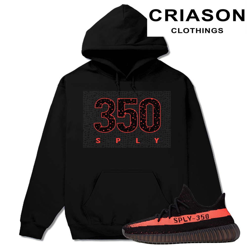 Yeezy Boost 350 V2 Black Red Match  350 Supply  Black Hoodie - Criason Store