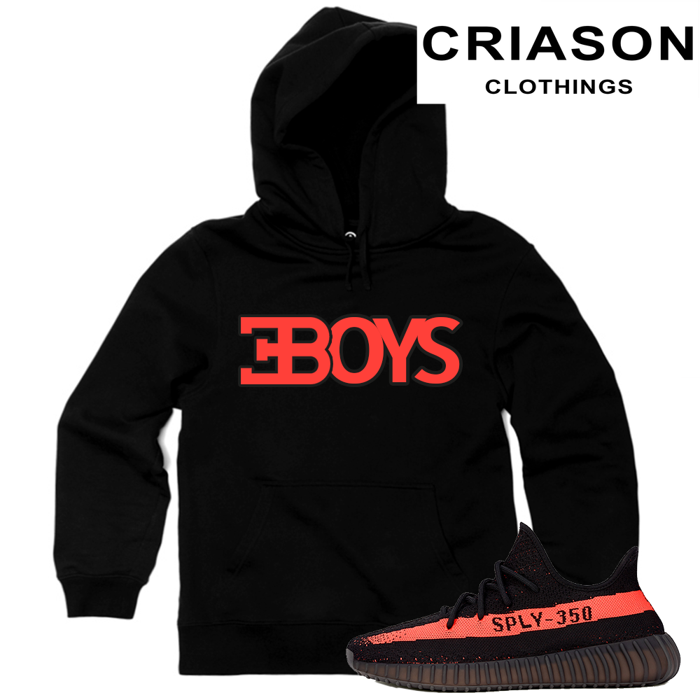 Yeezy Boost 350 V2 Black Red Match  Bugatti Boys  Black Hoodie - Criason Store