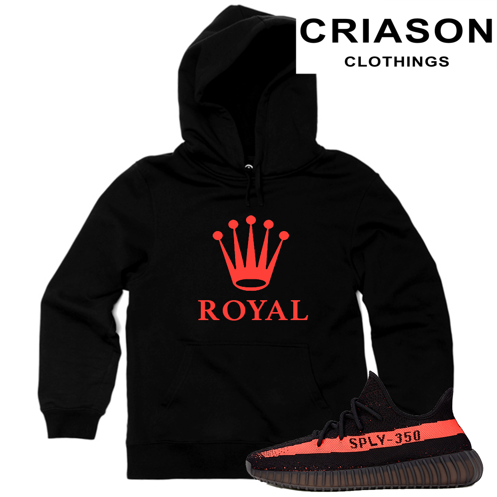 Yeezy Boost 350 V2 Black Red Match  Royal  Black Hoodie - Criason Store
