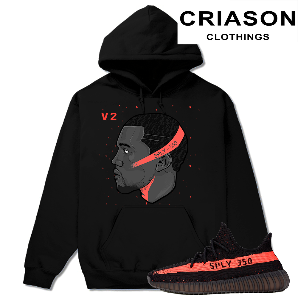 Yeezy Boost 350 V2 Black Red Match  V2 Kanye  Black Hoodie - Criason Store