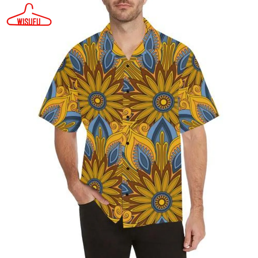 Yellow Mandala Hindu Hawaiian Shirt, New Hawaiian Holiday Outfits, New Fashion Gifts