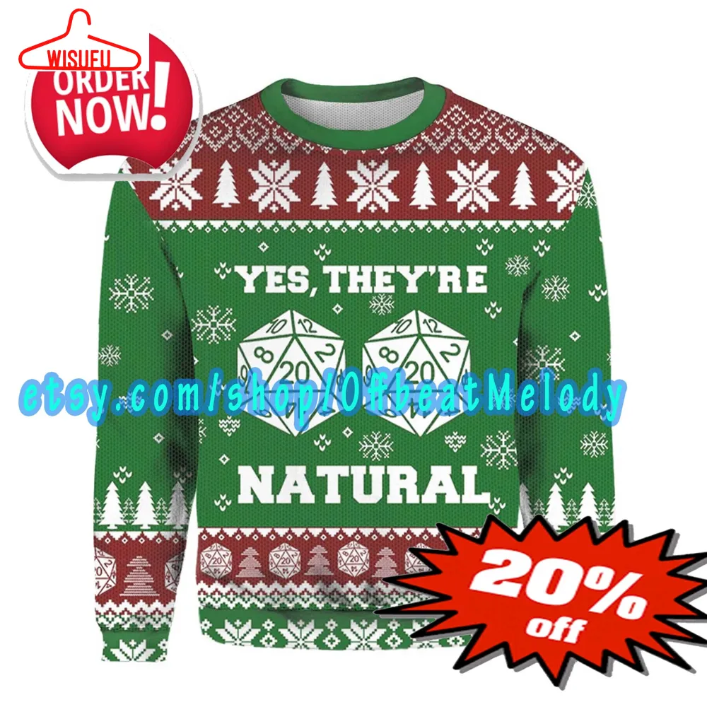 Yes They're Natural Dnd Ugly Christmas Sweater, Dungeons & Dragons Ugly Sweater, Dungeons And Dragons Sweater 3d Hoodie Sweatshirt