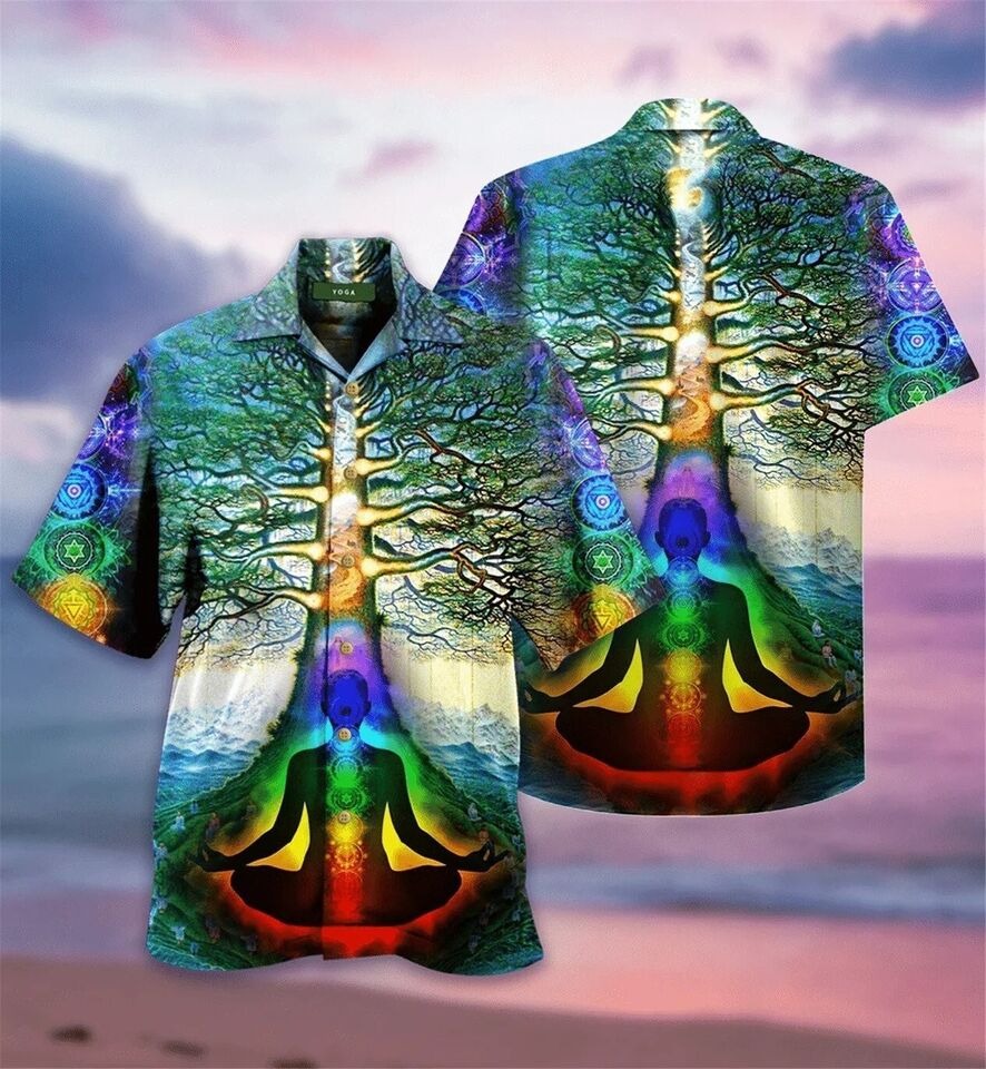 Yoga Leaves 3D Unisex Hawaiian Shirt For Fan, Hawaii Beach Shirt, S-5XL US SIZE