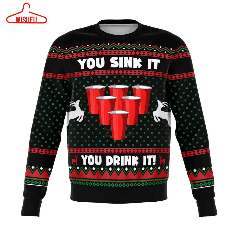 You Sink It You Drink It, All Over Print 3d Ugly Christmas Sweater, New Winter Shirt Gift For Family