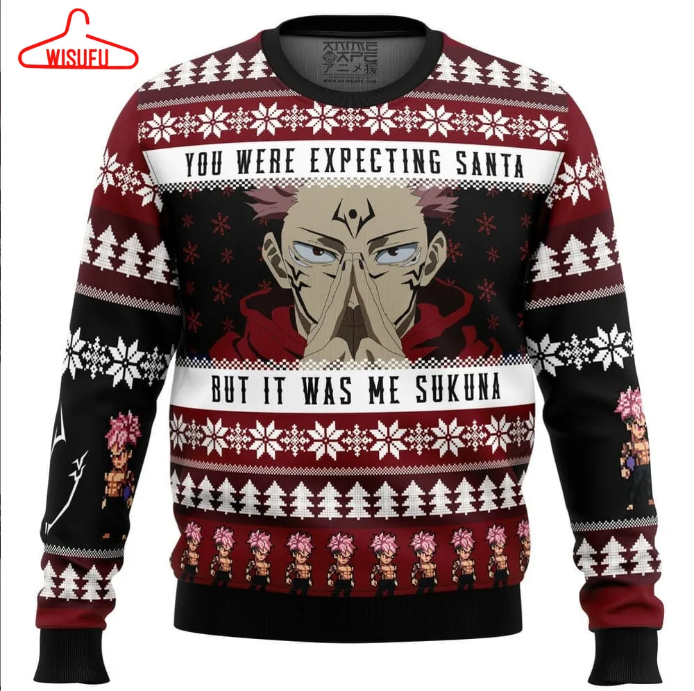 You Were Expecting Santa Sukuna Ugly Knitted Christmas Sweatshirt, Anime Xmas Sweater, Christmas Sweater, Ugly Christmas Sweater