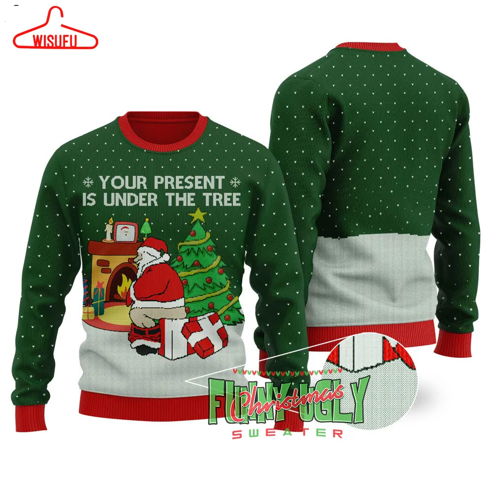 Your Present Is Under The Tree Naughty Santa Ugly Christmas Sweater