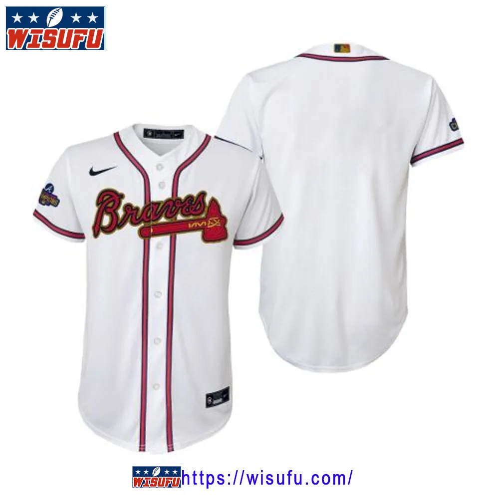 Youth Atlanta Braves White 2024-23 Gold Program Jersey