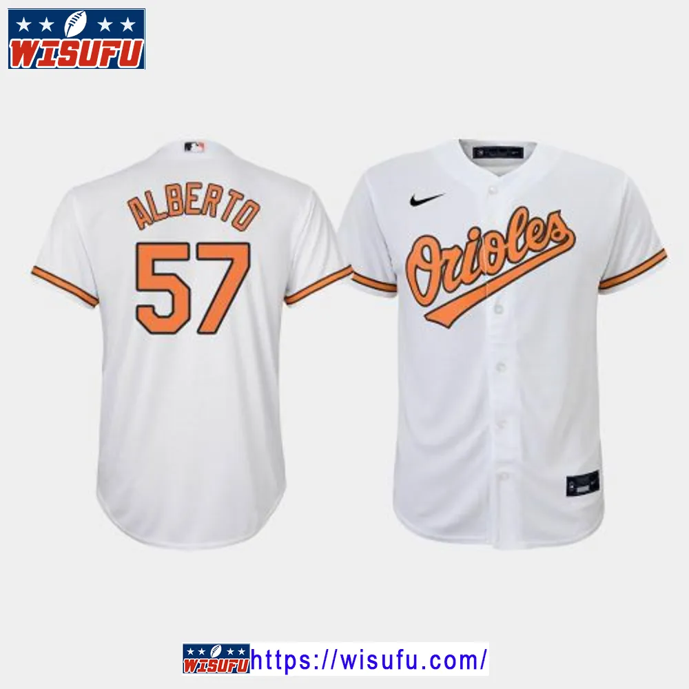 Youth Baltimore Orioles Hanser Alberto 57 White Home Jersey Ml-b Jersey