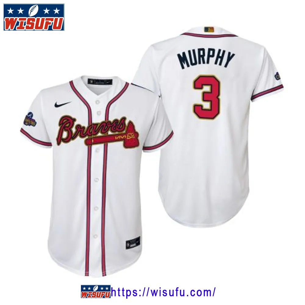 Youth Dale Murphy 3 Atlanta Braves White 2024-23 Gold Program Jersey