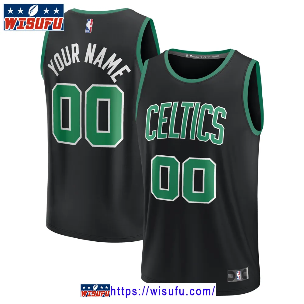 Youth Fanatics Black Boston Celtics Fast Break Custom Jersey