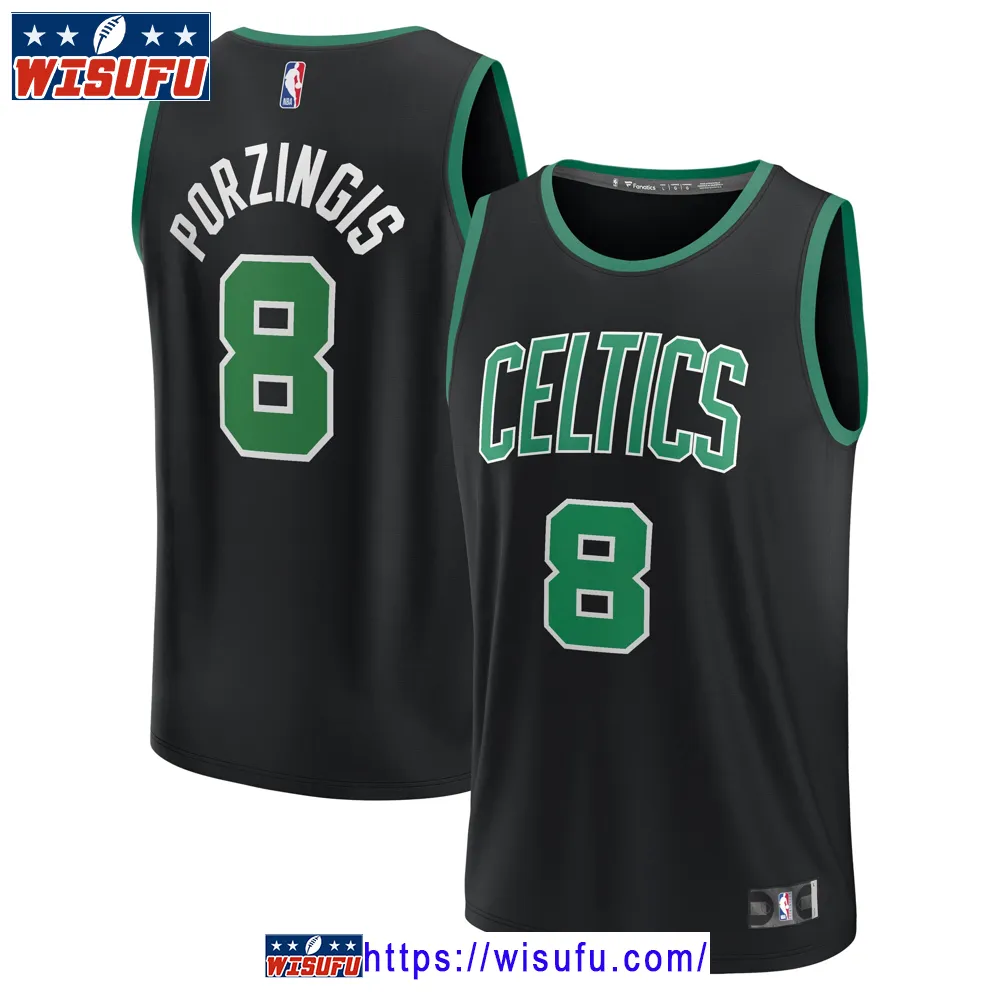 Youth Fanatics Kristaps Porzingis Black Boston Celtics Fast Break Player Jersey