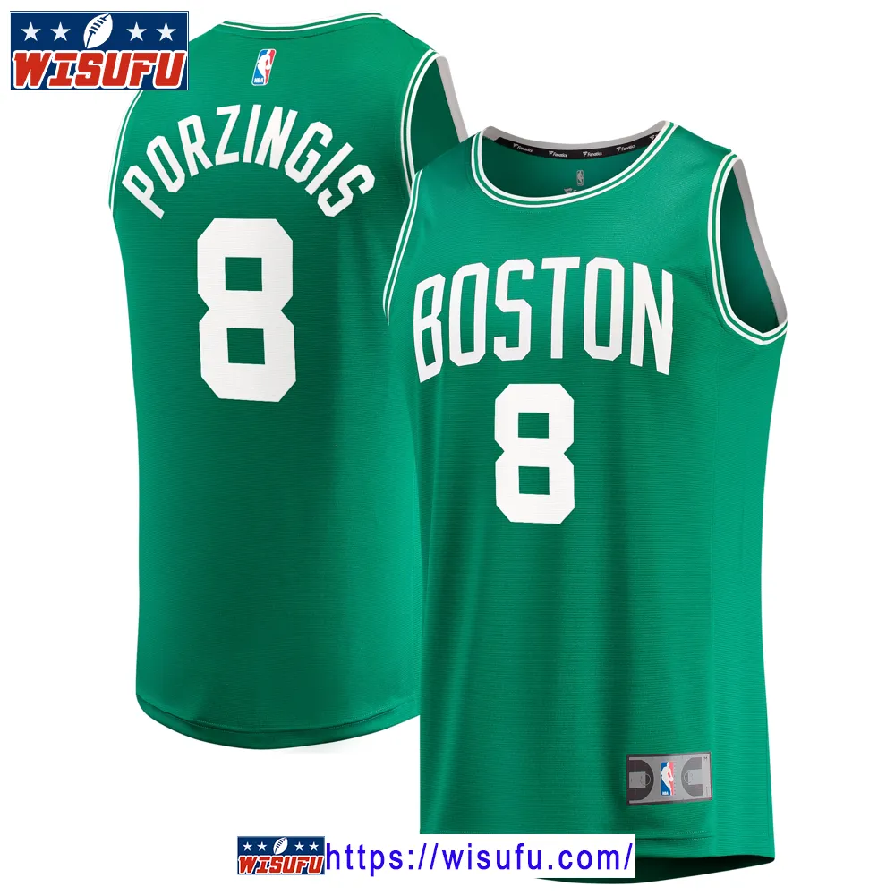 Youth Fanatics Kristaps Porzingis Kelly Green Boston Celtics Fast Break Player Jersey