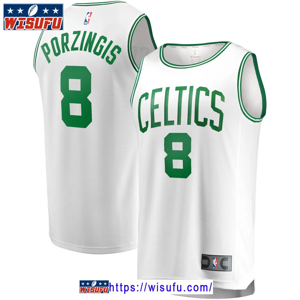 Youth Fanatics Kristaps Porzingis White Boston Celtics Fast Break Player Jersey