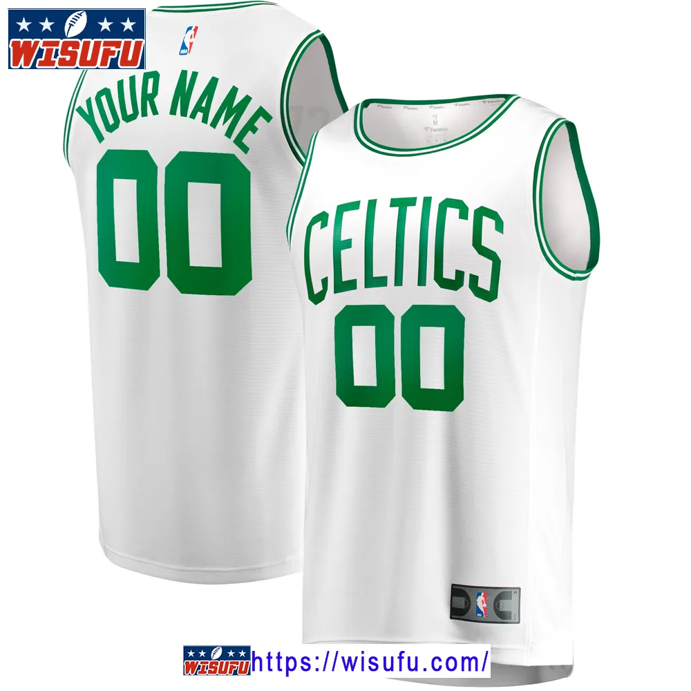 Youth Fanatics White Boston Celtics Fast Break Custom Jersey