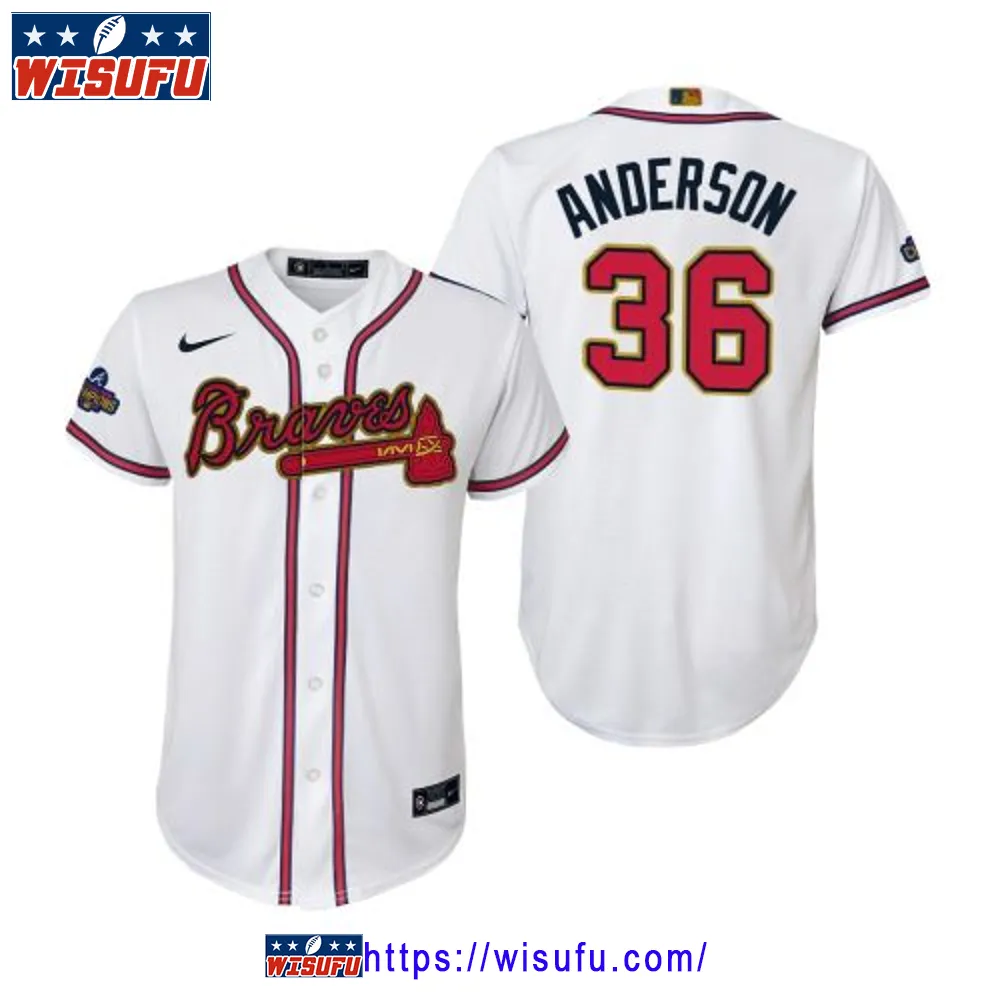 Youth Ian Anderson 36 Atlanta Braves White 2024-23 Gold Program Jersey